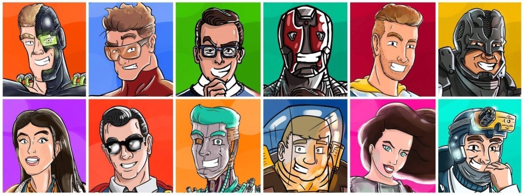 Oude stripfoto van de superhelden van Appart