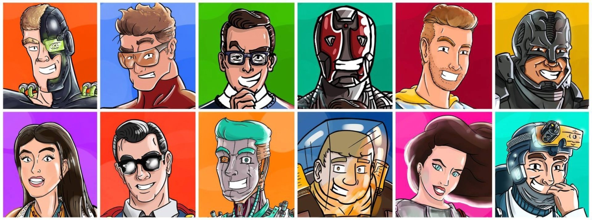 Oude stripfoto van de superhelden van Appart.